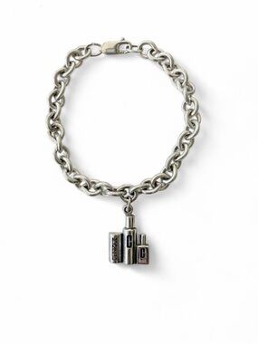 Clinique 925 Sterling Silver Charm on Rolo Link Bracelet